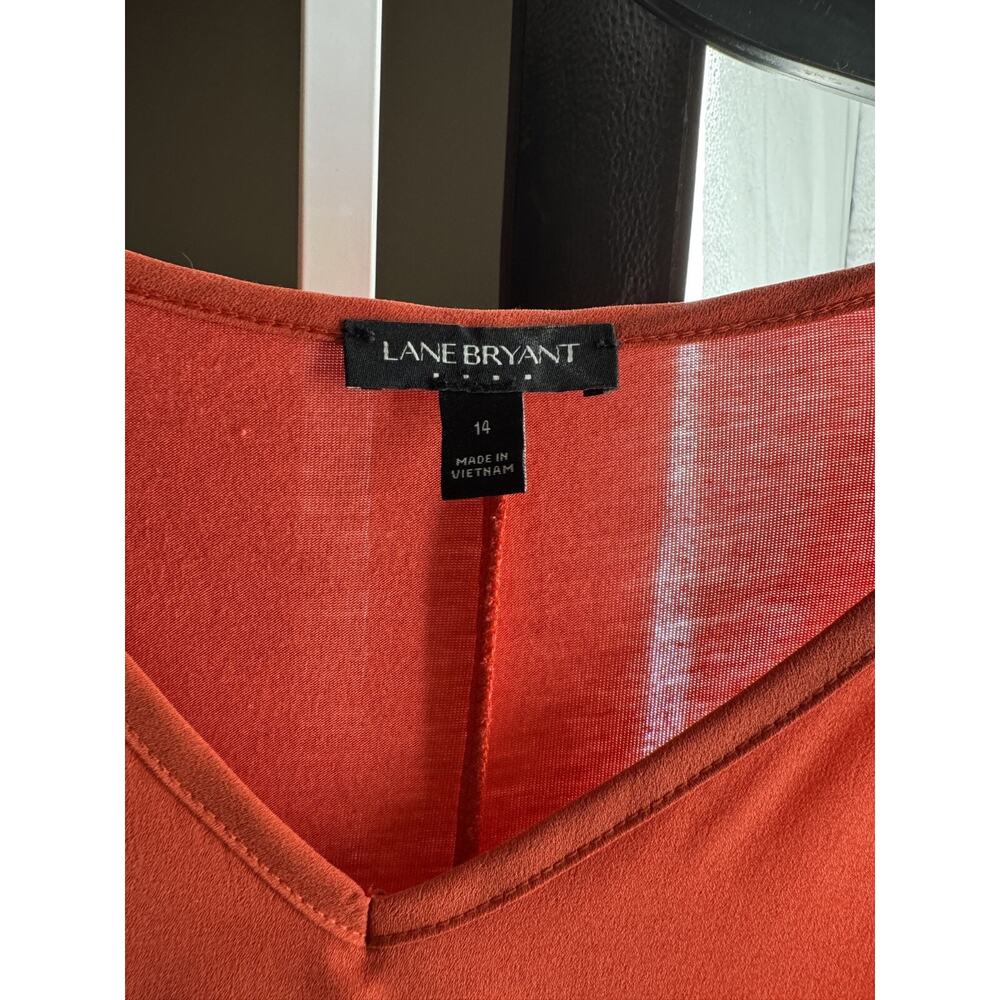 Lane Bryant Women's‎ Coral Long Sleeve V-Neck Blouse Size 14 - Picture 4 of 5